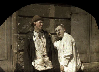 Footel the clown, and his son, Soissons, Aisne, France, 1917